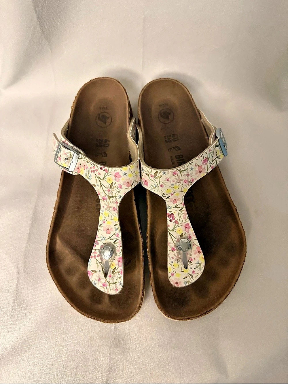 Birkenstock Gizeh Flowers Floral Sandals Pink & Green EU 40